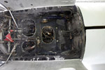Nose gear bay - T.2 XA508. Forward edge is to the left here. The three big holes would normally have covers on them.