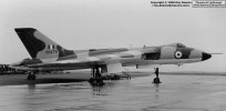 During the mid-'sixties, the all-white livery applied to the V-bombers was gradually superseded with an equally attractive grey/green camouflage scheme following their change of role to that of low-level bombers. Vulcan B.1A, XH479, had only recently received its camouflage when it participated in the Air Day at RNAS Brawdy in August 1966.